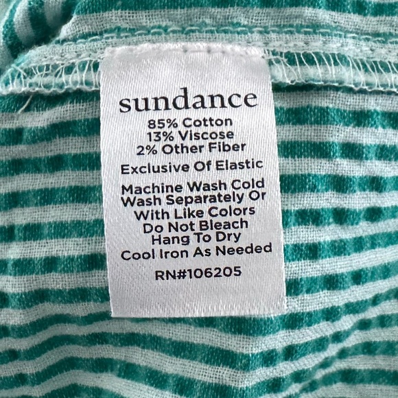 Sundance Seersucker Maxi Dress Tiered Smocked Puff Sleeve Boho Kelly Green S - Picture 9 of 11